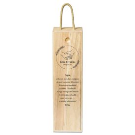   Szülőköszöntő fa boros doboz gravírozással – kezekkel