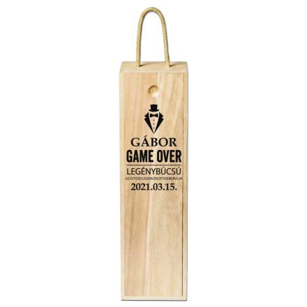 Legénybúcsús fa boros doboz gravírozással