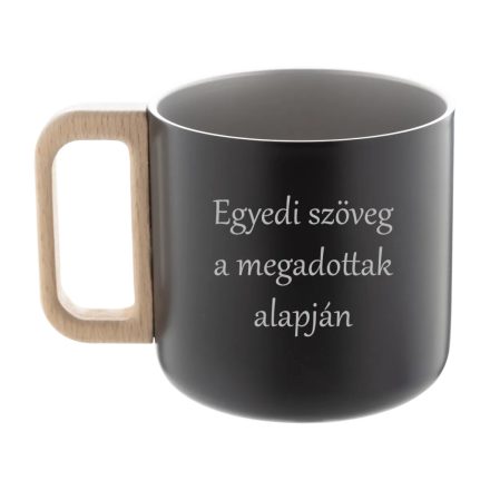 Rozsdamentes acél fekete bögre egyedi szöveggel