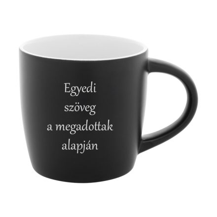 Rozsdamentes acél fekete bögre egyedi szöveggel