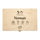 Fenyőfa emlékőrző doboz gólyával 30×20 cm