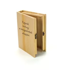 Fa könyv doboz egyedi szöveggel gravírozva 15×21 cm