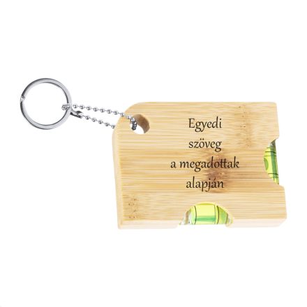 Bambusz kulcstartó üvegnyitóval és vízmértékkel