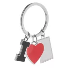 I Love kulcstartó 3 medállal egyedi névvel