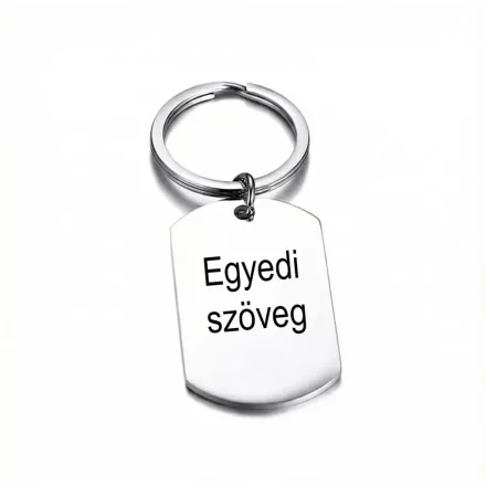 Rozsdamentes acél kulcstartó egyedi szöveggel