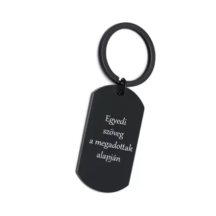 Acél fekete kulcstartó egyedi szöveggel