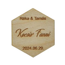 Esküvői hatszög fa ültető kártya