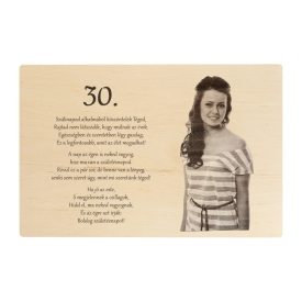   Gravírozott fatábla egyedi szöveggel és fotóval 29x19 cm