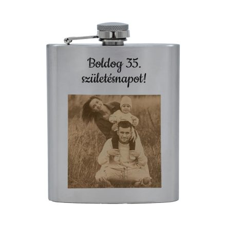 Rozsdamentes acél flaska egyedi fotóval és szöveggel