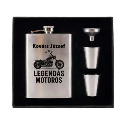 Rozsdamentes acél flaska szett motoros mintával