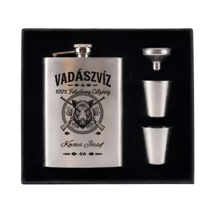 Rozsdamentes acél flaska szett vadászvíz mintával