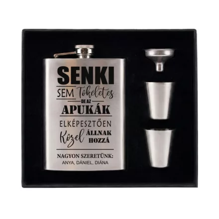 Rozsdamentes acél flaska szett apák napi mintával