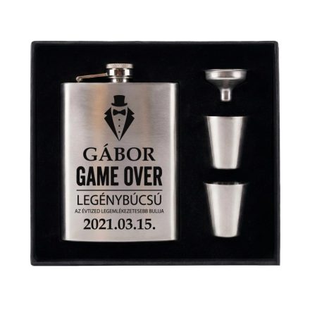 Rozsdamentes acél flaska szett legénybúcsú mintával