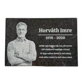 Gránit sírtábla, emléktábla gravírozás nagy fotóval