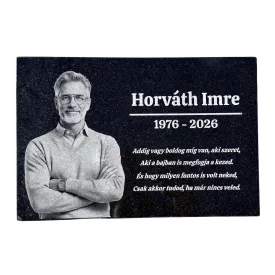 Gránit sírtábla, emléktábla gravírozás nagy fotóval
