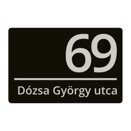 Műanyag fekete gravírozott házszámtábla 30x20 cm