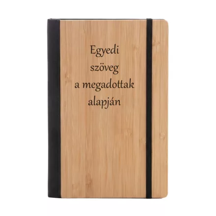 Bambusz jegyzetfüzet gravírozás egyedi szöveggel
