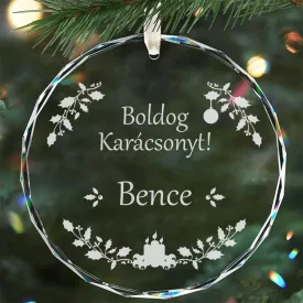 Kristályüveg karácsonyi gömb egyedi névvel