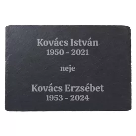Pala sírtábla, emléktábla gravírozás csak szöveggel