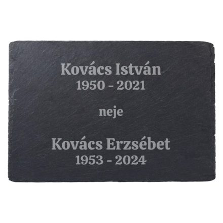 Pala sírtábla, emléktábla gravírozás csak szöveggel