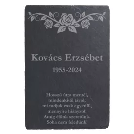 Pala sírtábla, emléktábla gravírozás rózsával