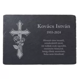 Pala sírtábla, emléktábla gravírozás kereszttel