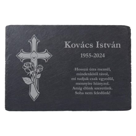 Pala sírtábla, emléktábla gravírozás kereszttel