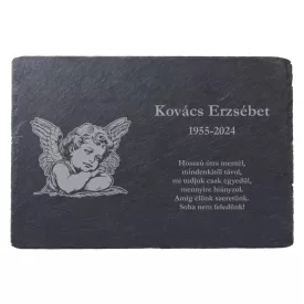 Pala sírtábla, emléktábla gravírozás angyallal
