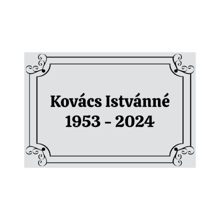 Sírtábla sírkőre, keresztre, fejfára műanyagból