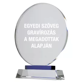 Kristály plakett, díj gravírozás egyedi szöveggel