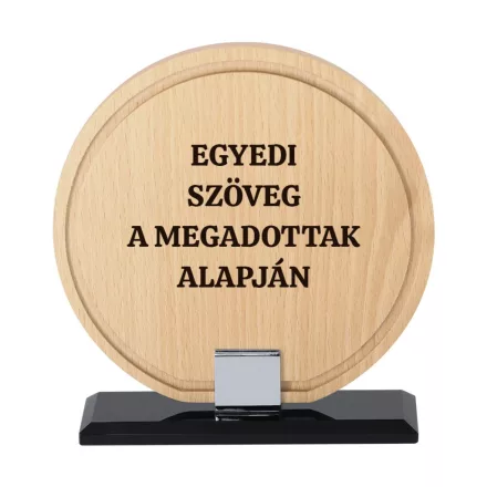 Bükkfa trófea egyedi szöveggel gravírozva