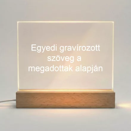 Üveg világító LED talppal egyedi szöveggel gravírozva